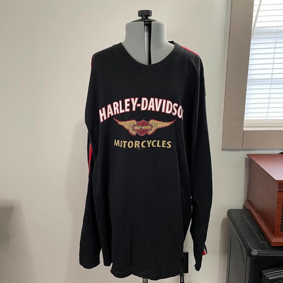Harley-Davidson Other - Harley Davidson Black Long Sleeve Red Stripe Smoky Mountains Size XL